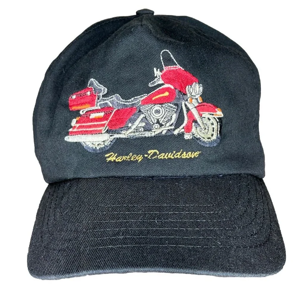 Harley-Davidson Motorcycle Strap Back Embroidered Hat - USA Made Ball Cap - Picture 1 of 12